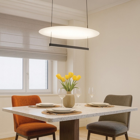 Lampadario per sala moderna nero led 55w dimmerabile 3000k