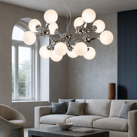 Lampadario nodi sp15 bianco ideal lux design particolare per soggiorno
