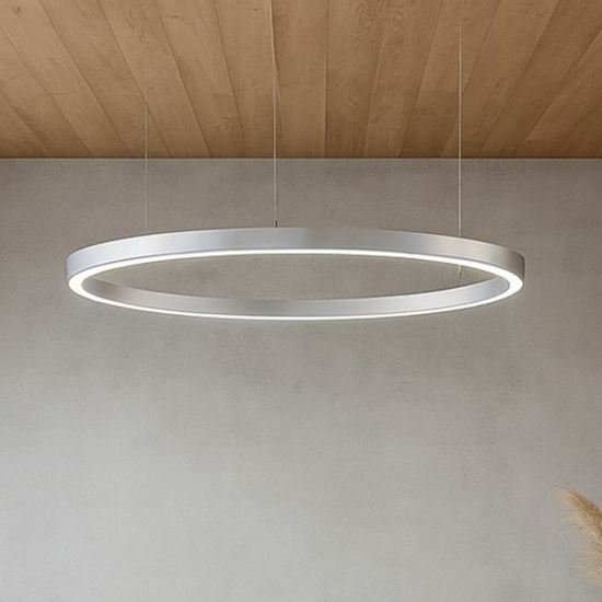 Lampadario cerchio grigio 98cm led biemissione 106w 3000k