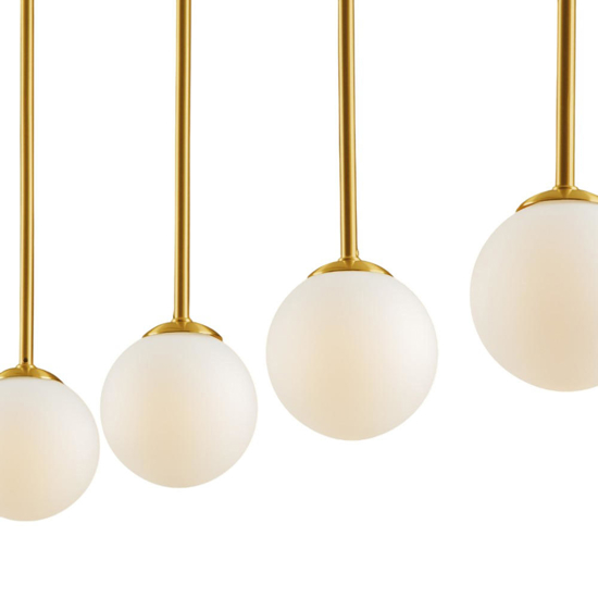 Lampadario nero oro sfere di vetro bianco per tavolo soggiorno