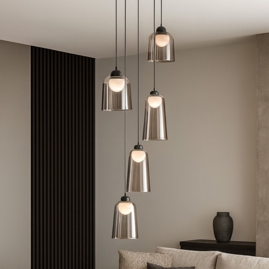 Lampadario moderno da salotto led 3000k con luci pendenti