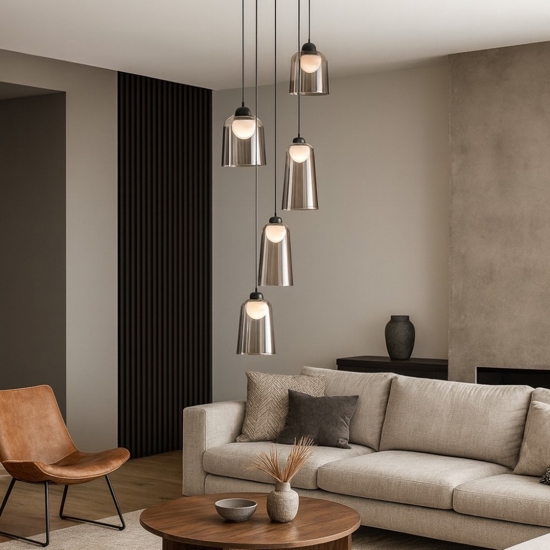 Lampadario moderno da salotto led 3000k con luci pendenti