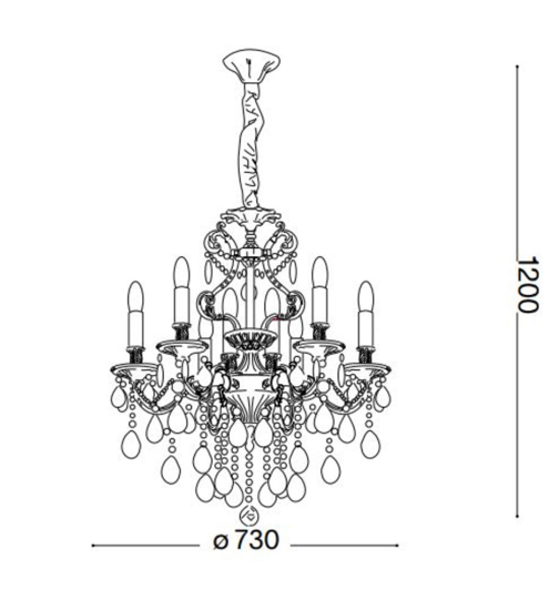 Gioconda sp8 lampadario per salone 8 luci goccia argentato ideal lux