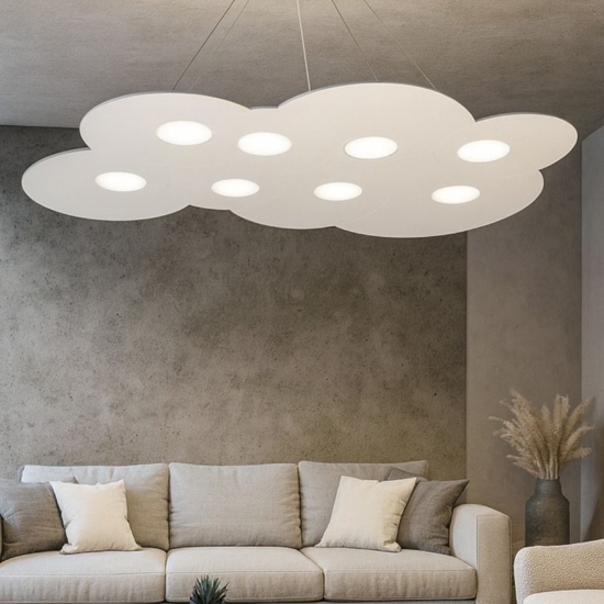 Lampadario moderno per soggiorno bianco cloud toplight