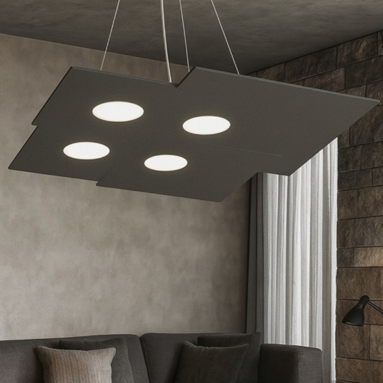 Toplight plate lampadario moderno antracite squadrato