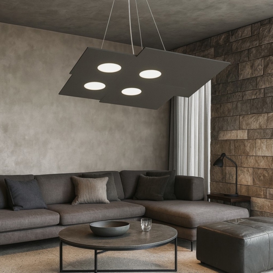 Toplight plate lampadario moderno antracite squadrato