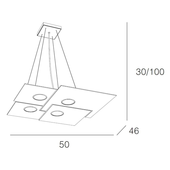 Toplight plate lampadario moderno antracite squadrato