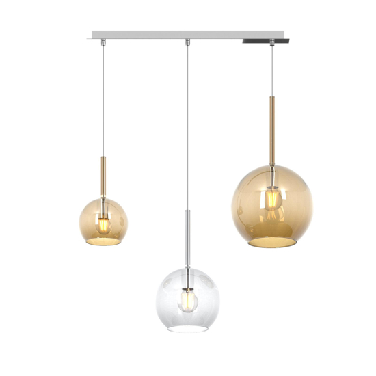 Lampadario moderno sfere vetri ambra