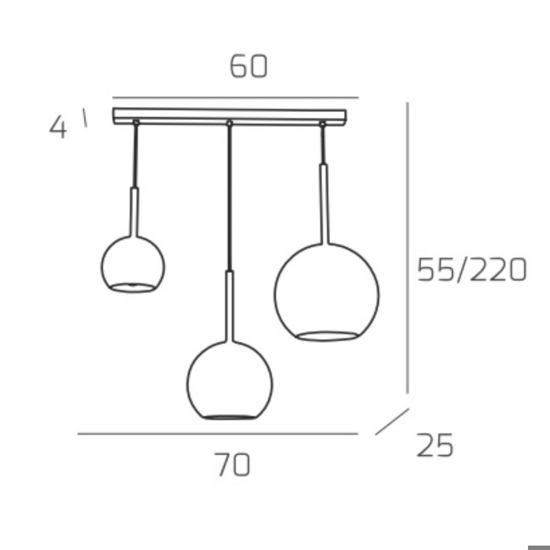 Lampadario moderno sfere vetri ambra