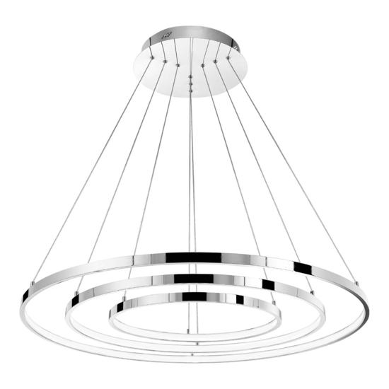 Lampadario moderno cerchi led 135w 3000k cromo per soggiorno