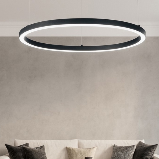 Lampadario particolare ideal lux oracle slim nero sp d090 round led 51w 3000k