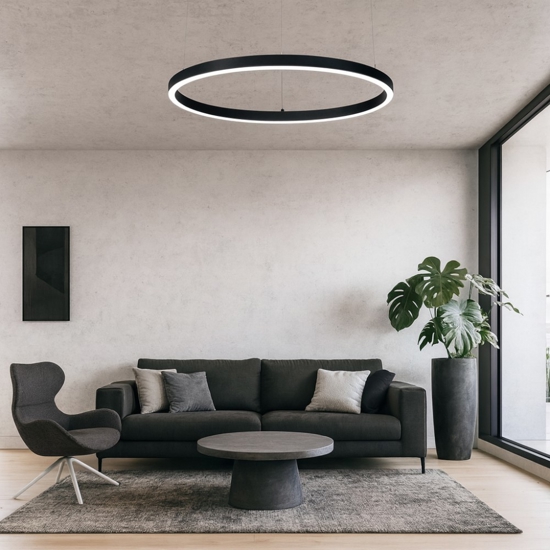 Ideal lux oracle slim sp d070 nero round lampadario led 38w 3000k