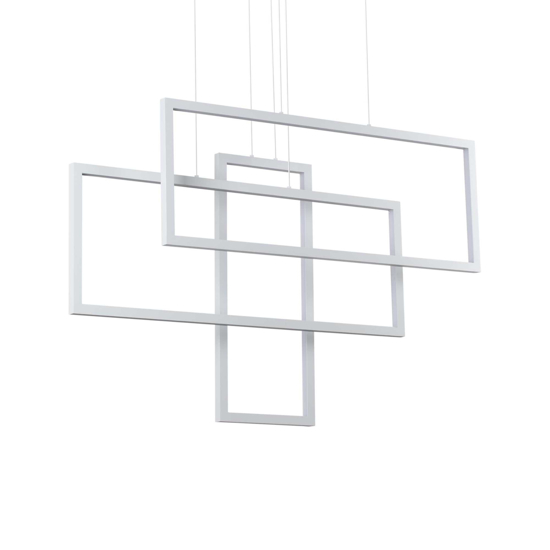 Frame sp rettangolo ideal lux lampadario led 93w 3000k bianco per soggiorno