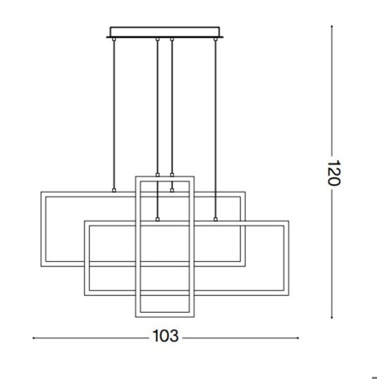 Frame sp rettangolo ideal lux lampadario led 93w 3000k bianco per soggiorno