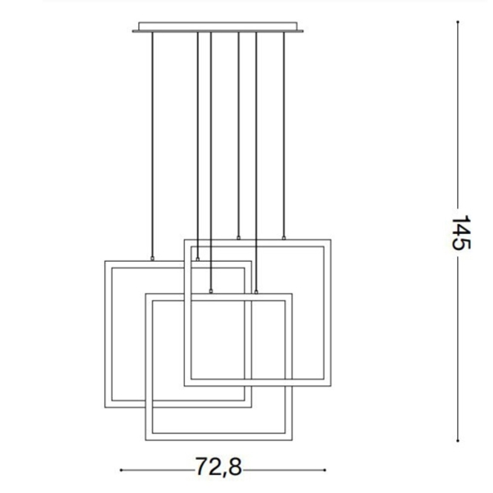 Frame sp quadrato ideal lux lampadario nero per soggiorno led 80w 3000k