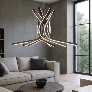 Lampadario moderno nero per soggiorno led dimmerabile 60w 3000k
