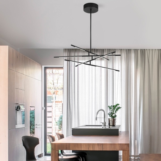 Lampadario led 3000k nero per soggiorno moderno