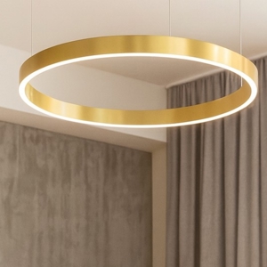 Visualizza i dettagli per Lampadario moderno anello oro 80cm led 48w 3000k dimmerabile Lampadario moderno anello oro 80cm led 48w 3000k dimmerabile