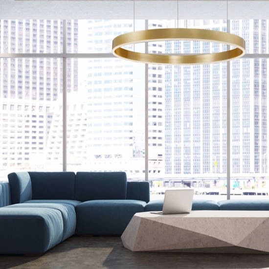 Lampadario moderno anello oro 80cm led 48w 3000k dimmerabile