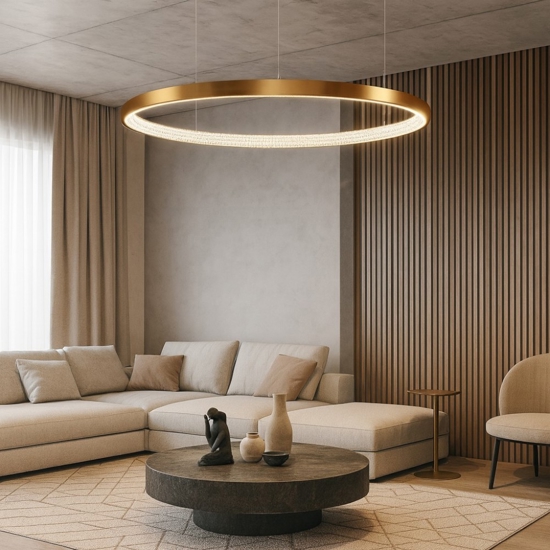 Lampadario moderno cerchio 110cm led oro per salone