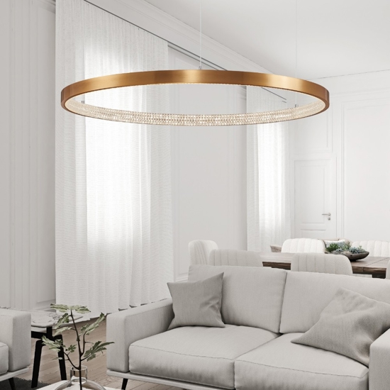 Lampadario cerchio moderno 80cm oro led per salotto