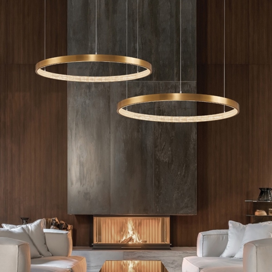 Lampadario cerchio moderno 80cm oro led per salotto