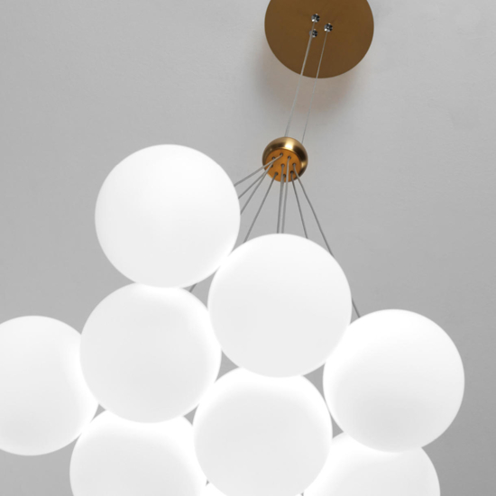 Lampadario con pendenti vetro bianco oro rosa vivida pearl