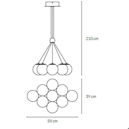 Lampadario con pendenti vetro bianco oro rosa vivida pearl
