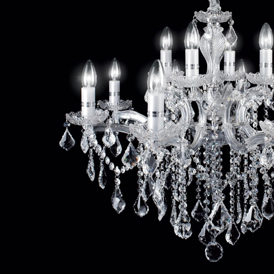 Florian sp12 ideal lux lampadario di cristallo trasparente