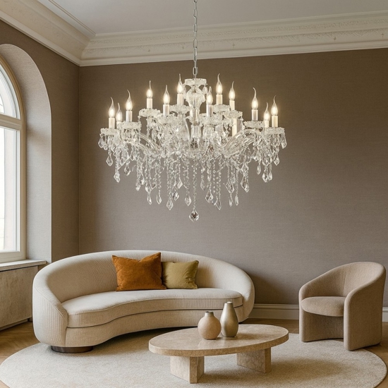 Florian sp12 ideal lux lampadario di cristallo trasparente