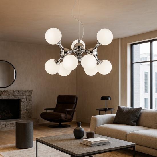 Lampadario particolare nodi sp9 bianco ideal lux design cromo