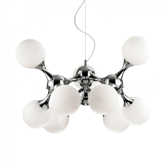 Lampadario particolare nodi sp9 bianco ideal lux design cromo