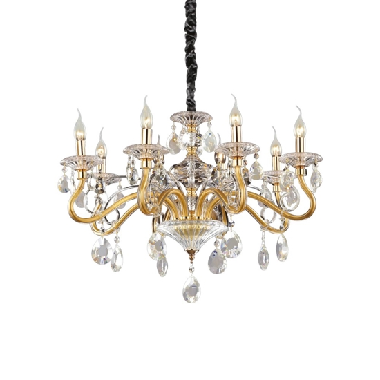 Negresco sp8 ideal lux lampadario di cristallo goccia oro 8 bracci