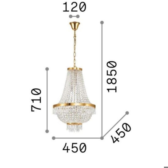 Caesar sp9 ideal lux lampadario oro cristalli trasparenti