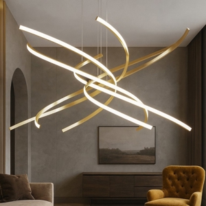 Visualizza i dettagli per Lampadario tornado oro brunito 9w 4000k per soggiorno moderno Lampadario tornado oro brunito 9w 4000k per soggiorno moderno