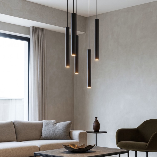 Top light round tube lampadario moderno cilindri nero