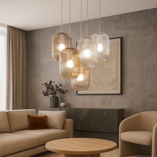 Lampadario oro per soggiorno vetri multicolor top light tender