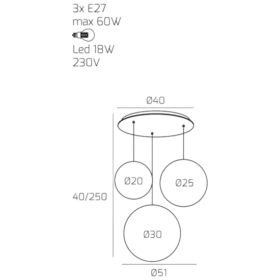 Lampadario toplight per soggiorno moderno sfere bocce vetro multicolor