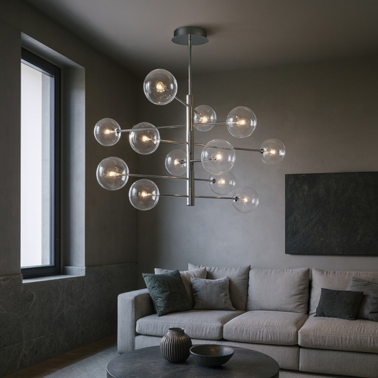 Equinoxe ideal lux sp12 cromo lampadario design moderno soggiorno