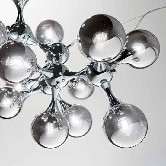 Ideal lux nodi sp15 lampadario moderno cromo sfere vetro