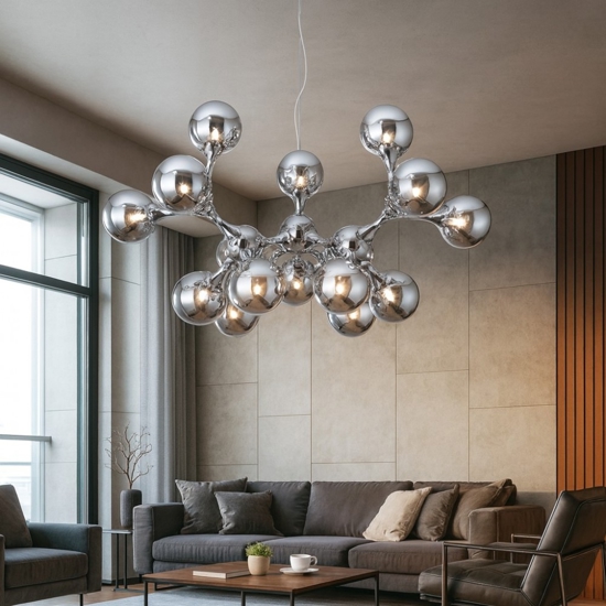 Ideal lux nodi sp15 lampadario moderno cromo sfere vetro