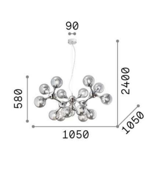 Ideal lux nodi sp15 lampadario moderno cromo sfere vetro