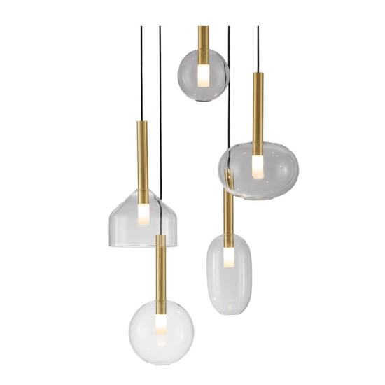 Lampadario oro moderno pendenti in vetro per soggiorno