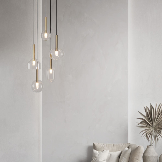 Lampadario oro moderno pendenti in vetro per soggiorno