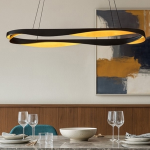 Lampadario ovale nero oro moderno per sala da pranzo