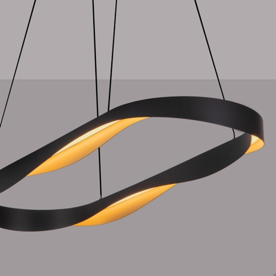 Lampadario ovale nero oro moderno per sala da pranzo