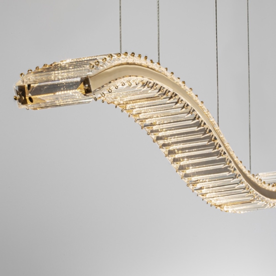 Lampadario di cristallo oro per soggiorno contemporaneo