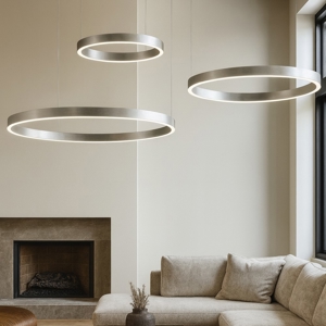 Visualizza i dettagli per Lampadario moderno cerchi champagne argento per soggiorno Lampadario moderno cerchi champagne argento per soggiorno