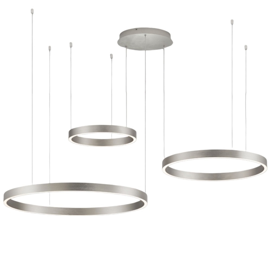 Lampadario moderno cerchi champagne argento per soggiorno