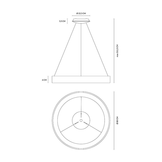 Lampadario vivida inner-r 80 sabbia rotondo led 80w 3000k 4000k dimmerbaile
